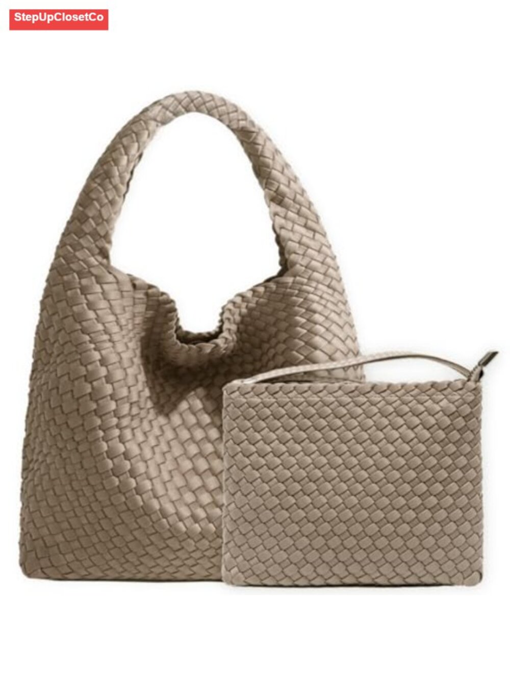Handwoven Neoprene Woven Purse Hobo Tote Shoulder Bag with Wallet